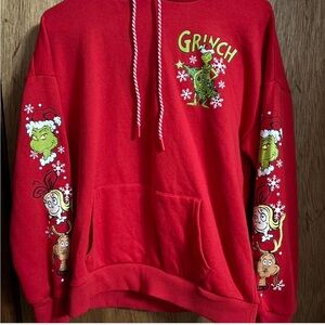 Grinch Red Graphic Holiday Hoodie